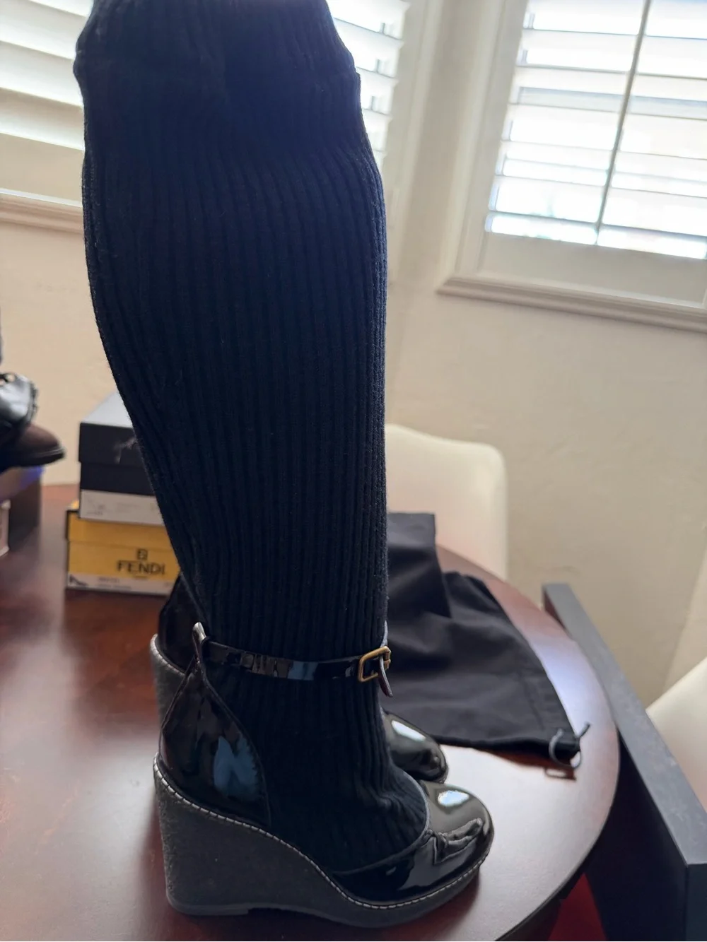 MARC by Marc Jacob’s Vintage Y2K Black Wool Knit Sock Wedge Boots 37.5